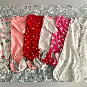 Baby Girl 12 Month Winter Pajama Bundle - Carter’s & Aden & Anais